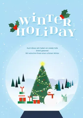 Ein Wintergruß in Pastellblau mit Schneeball-Effekt