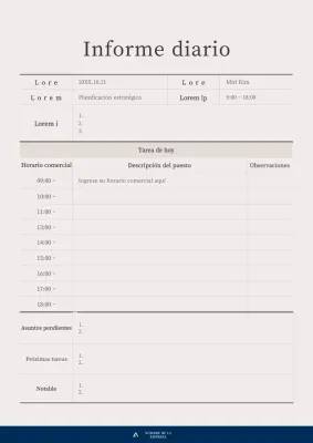 Un ordenado informe diario en marrón y azul marino