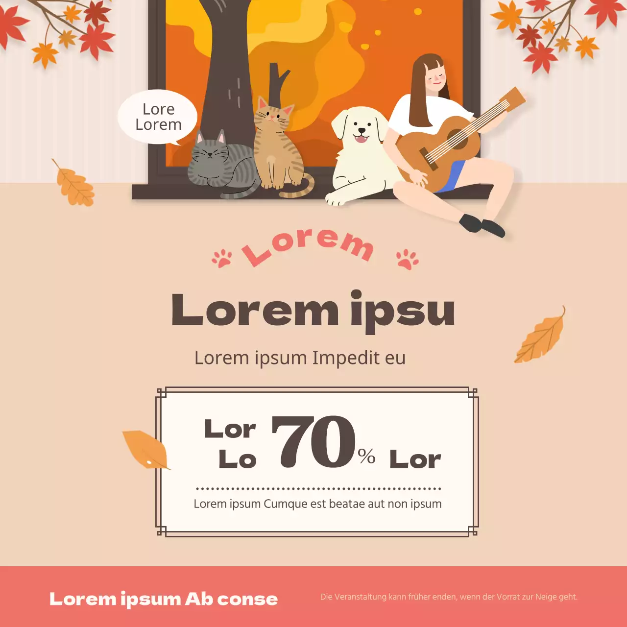 Beige herbstlicher Haustierverkauf