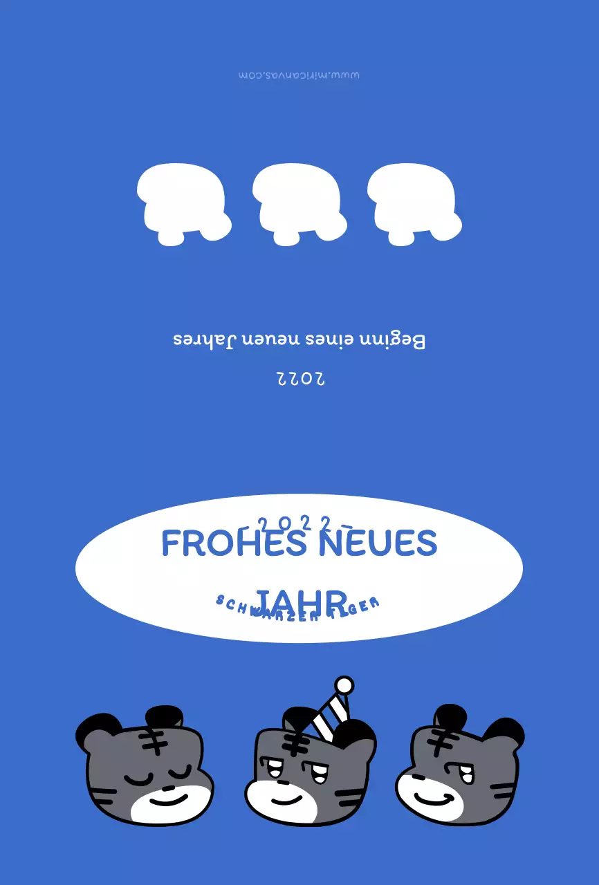 Blau und weiß runden niedlichen Tiger Illustration Konzept neues Jahr