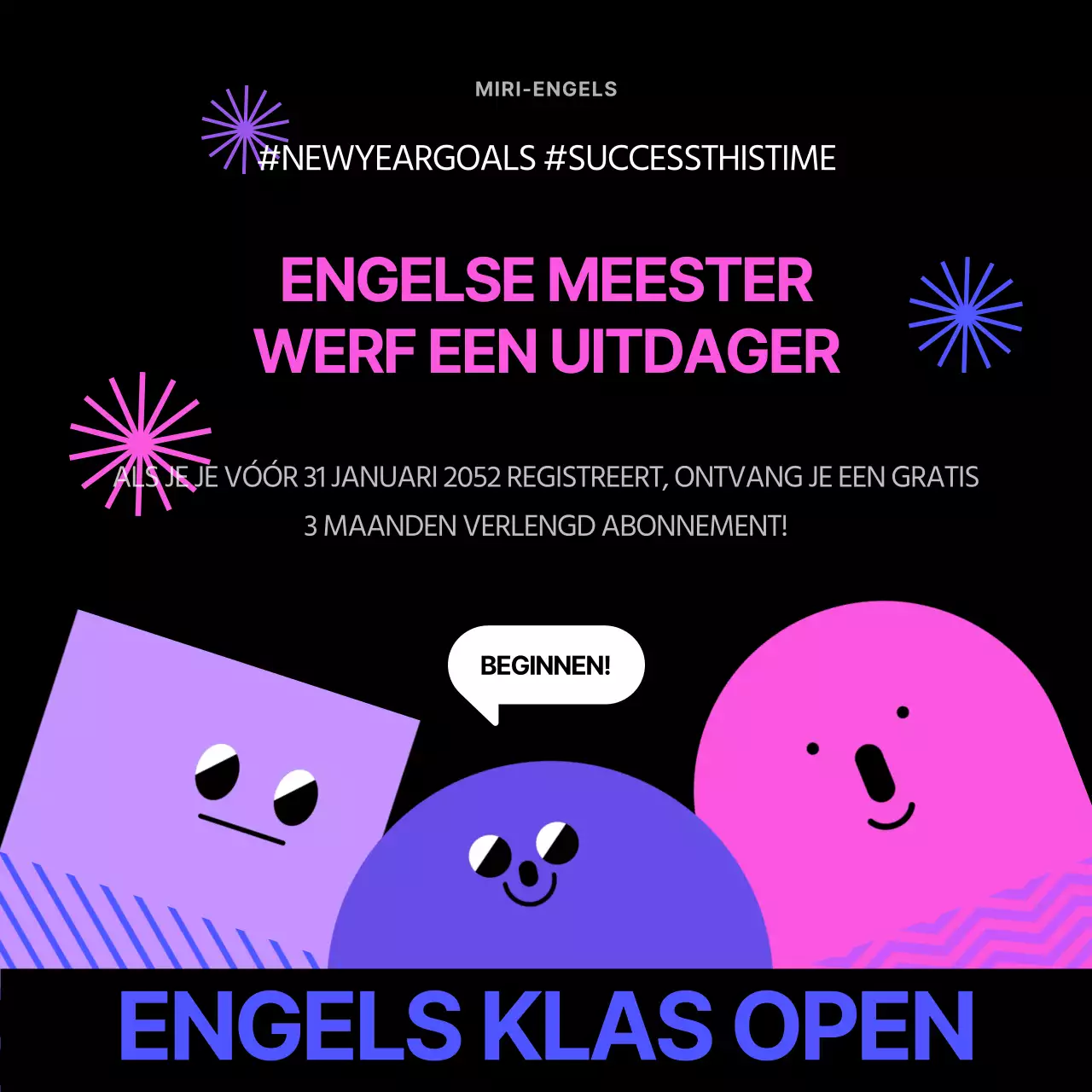 Engelse masteropleiding in zwart en paars