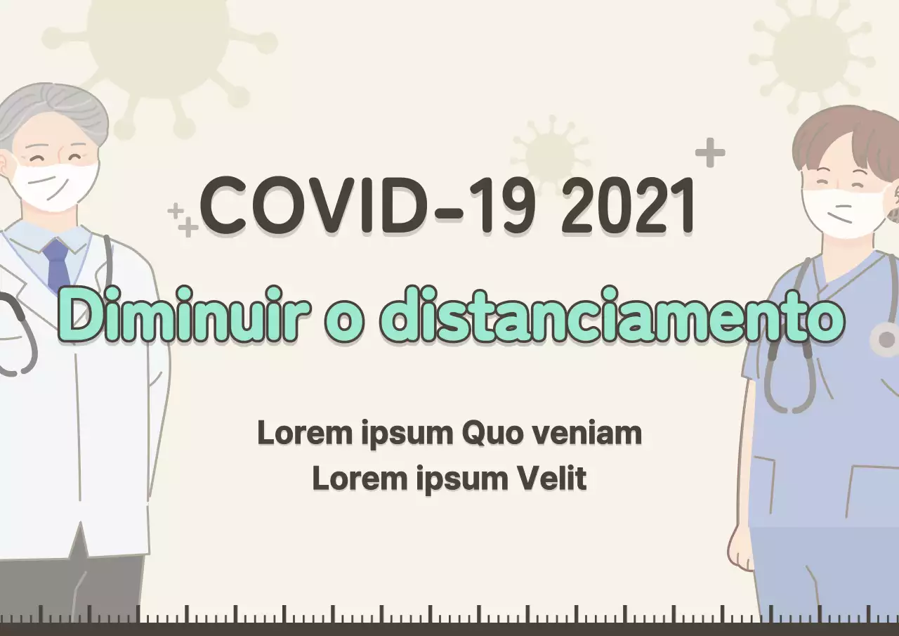 Distanciamento do coronavírus em menta e bege-rosa