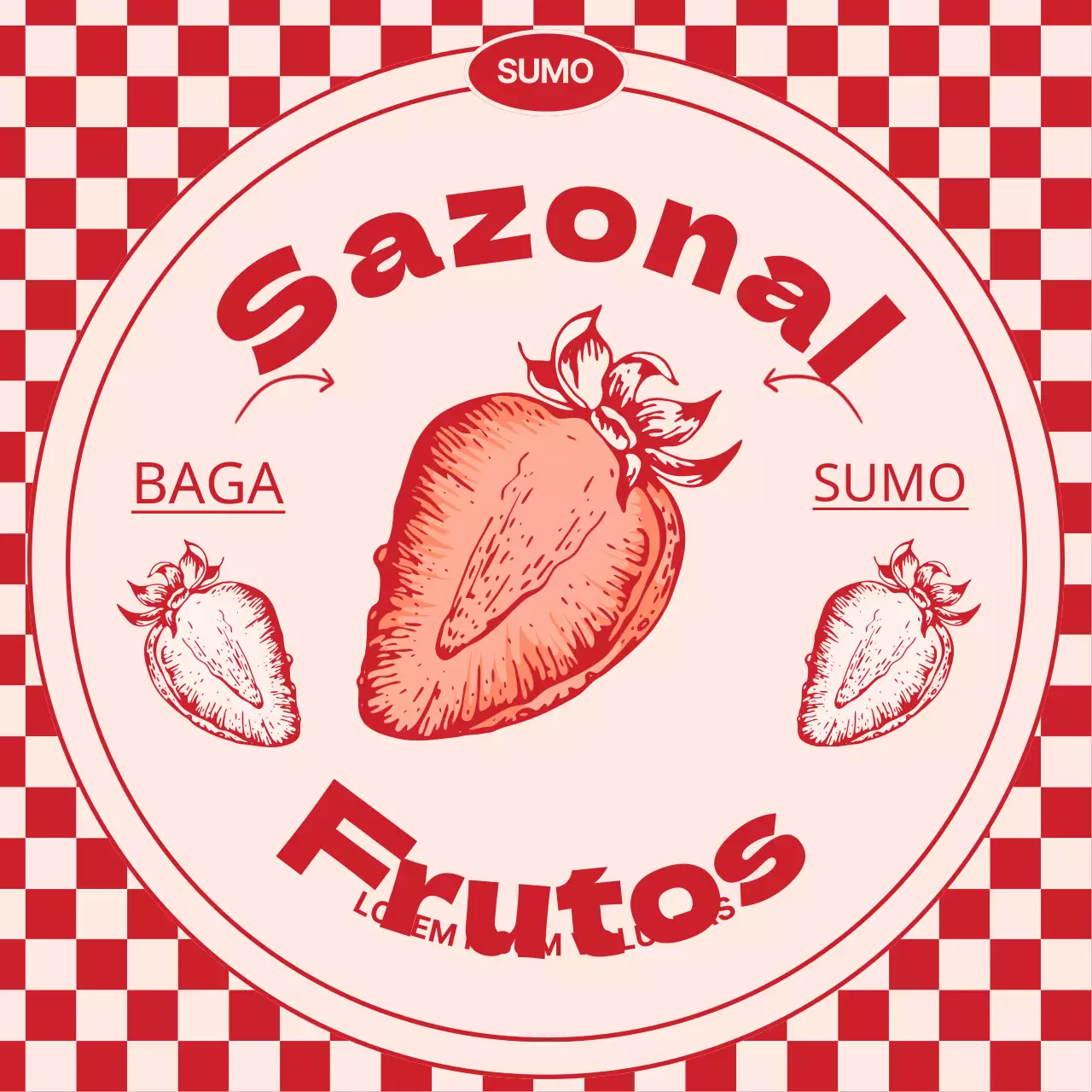 Lançamento do menu sazonal de morango retro vermelho e cor-de-rosa