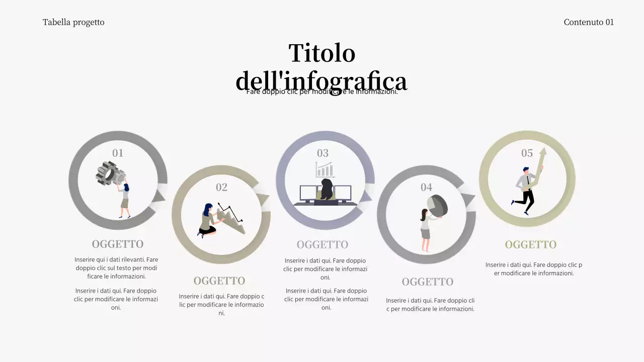 Infografiche con icone grafiche grigio-beige