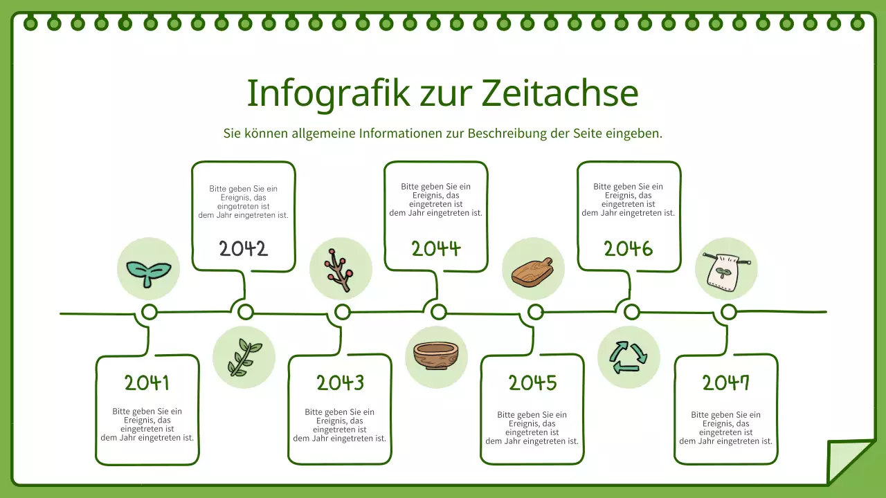 Grünes Skizzenbuch Zeichnung Gefühl Umweltfreundliche Zeitleiste