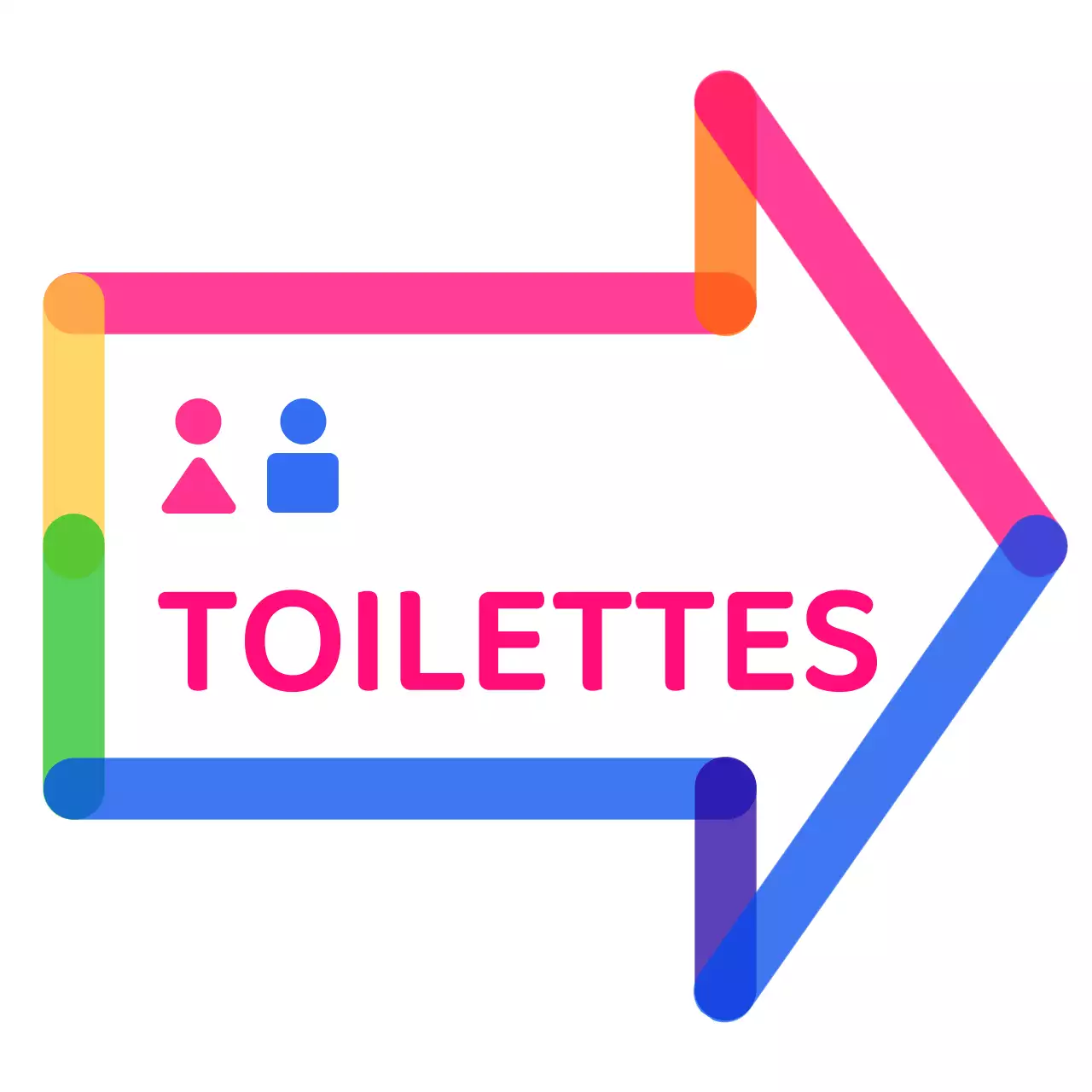 Des flèches colorées et mignonnes pour indiquer la direction à prendre pour se rendre à la salle de bains