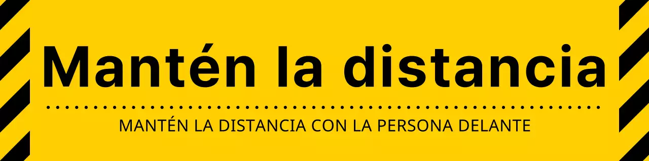 Estilo sencillo y limpio de combinación de iconos y texto en amarillo y negro Advertencias para mantener las distancias