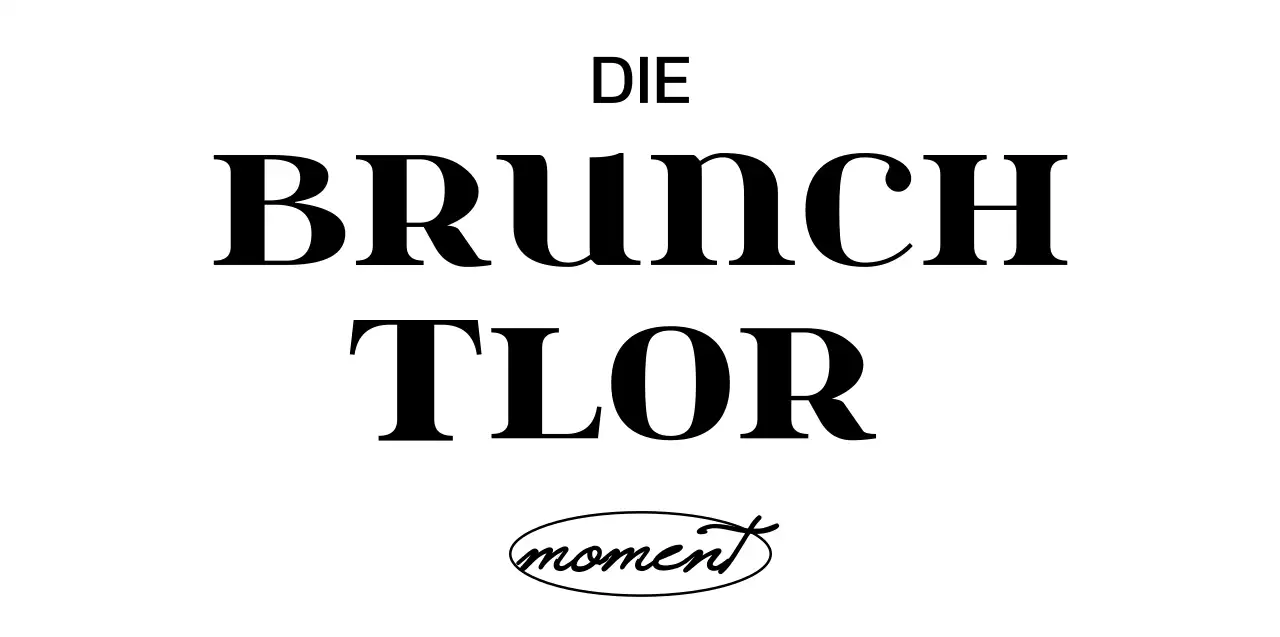 Einfacher, sauberer Text in schwarzem und weißem Logotyp-Stil für Brunch-Café-Werbung und Merchandise
