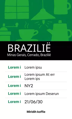 Kleurrijk Vintage Geïllustreerd Koffieboon Etiket Brazilië