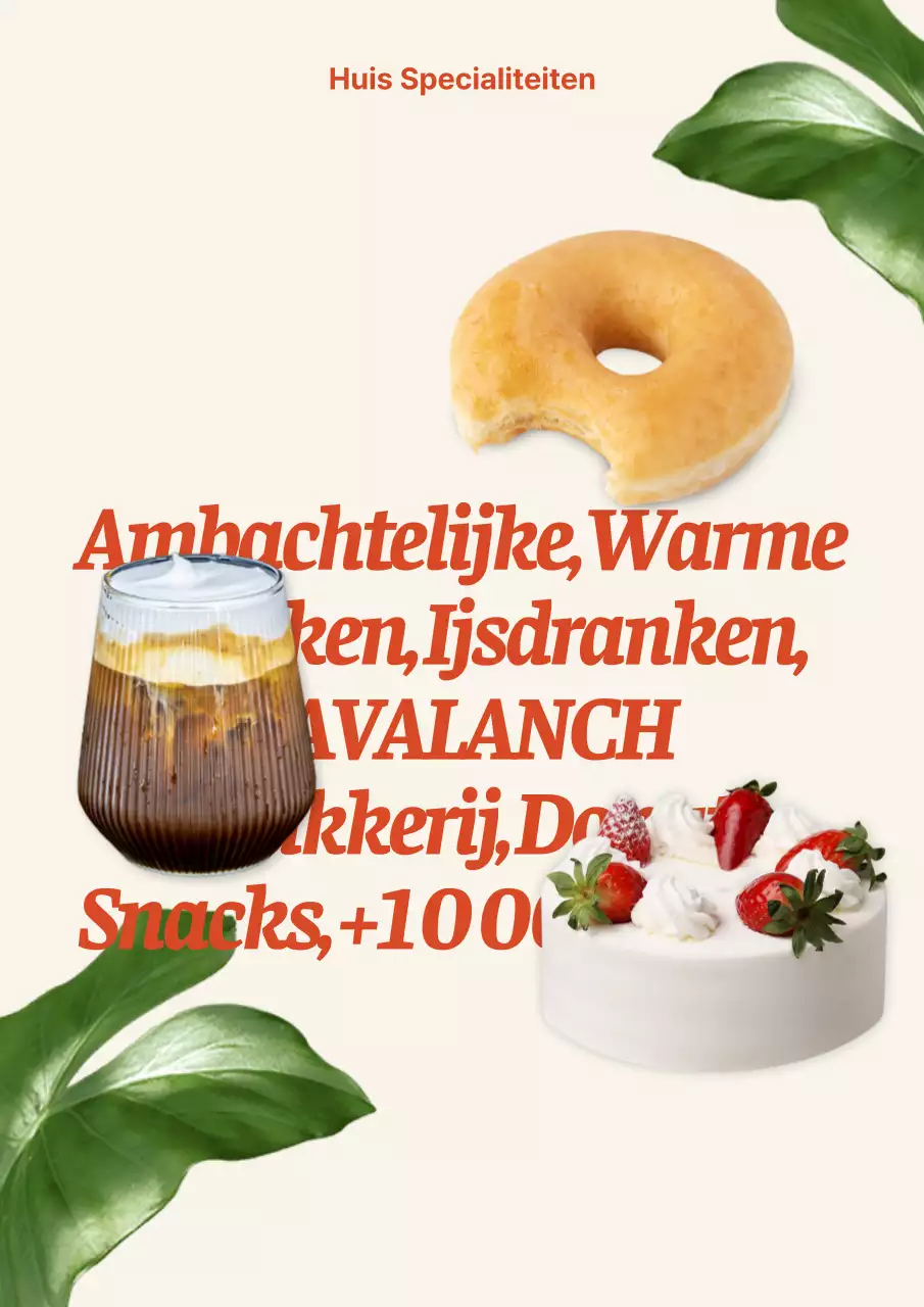 Cafe bakkerij menu in beige en rood
