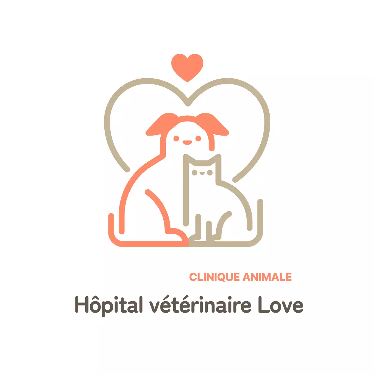 Enseigne de clinique vétérinaire avec logo d'animal mignon blanc