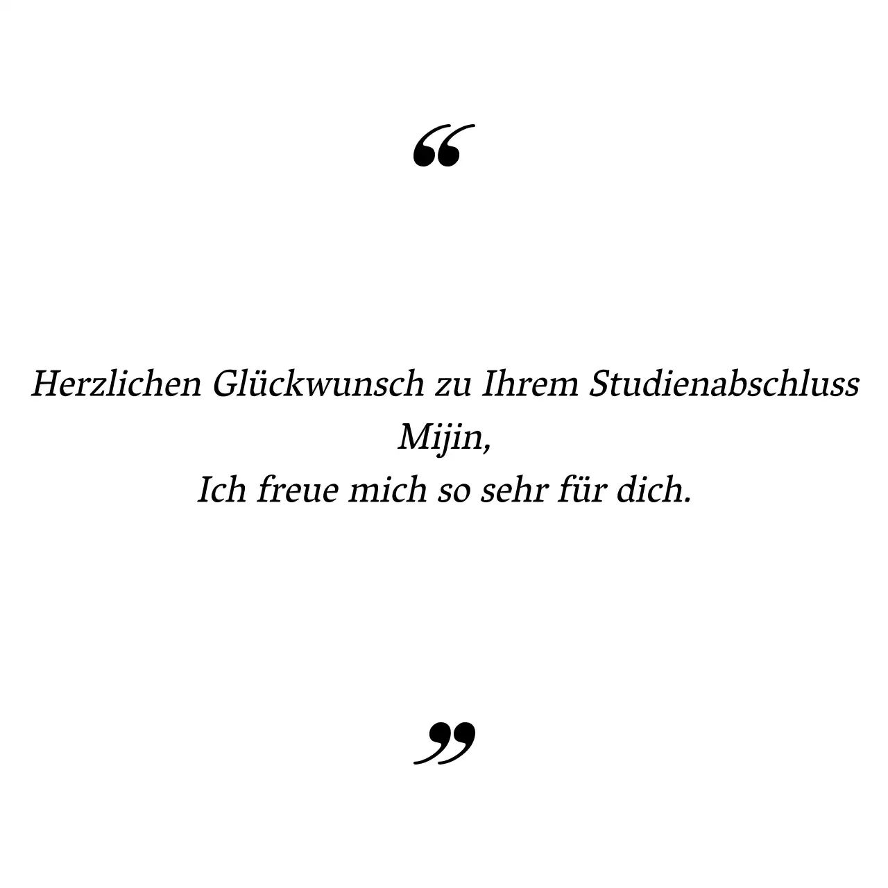 Graduation Nachricht in einem einfachen Zitat Rahmen Stil