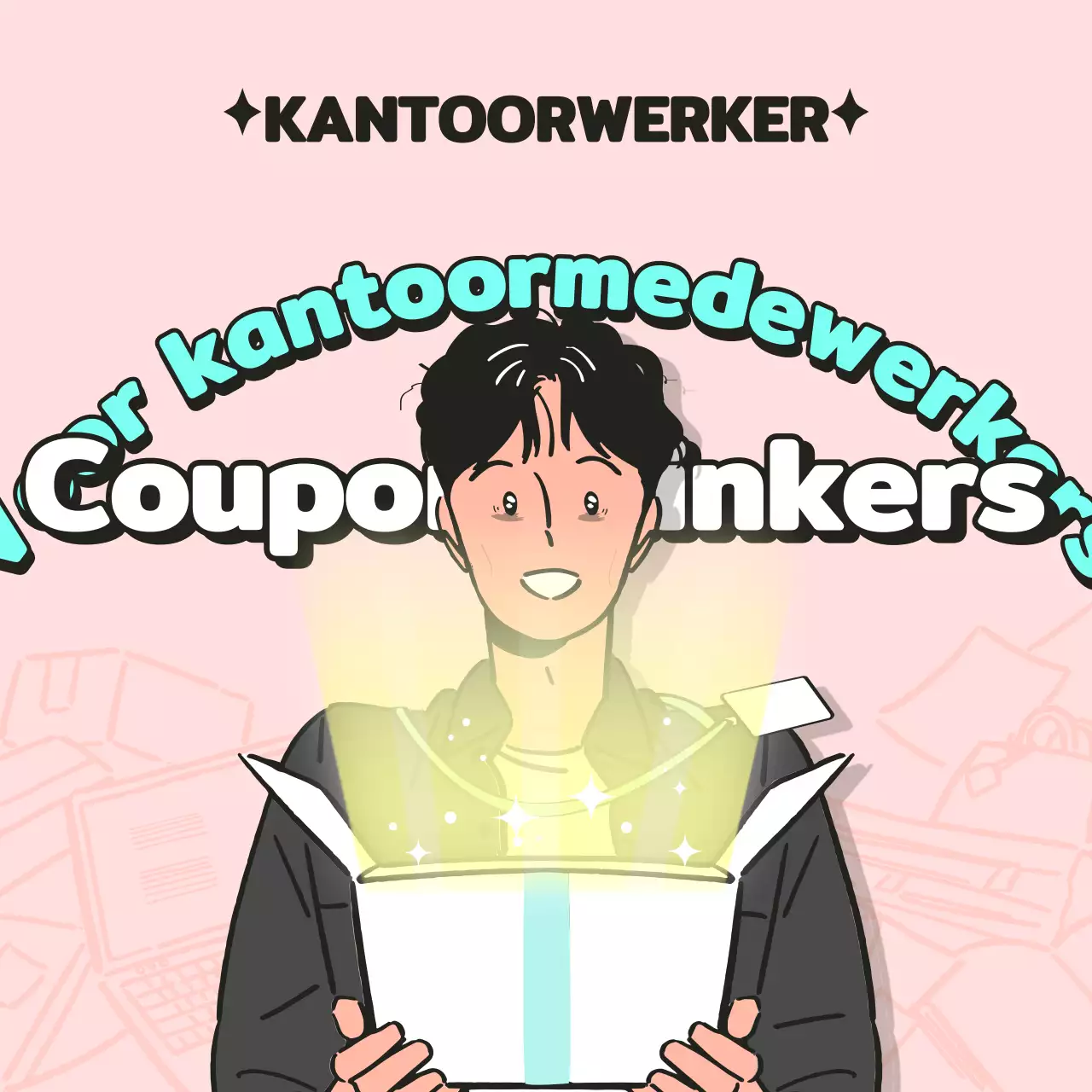 Roze en munt couponconcept voor kantoormedewerker