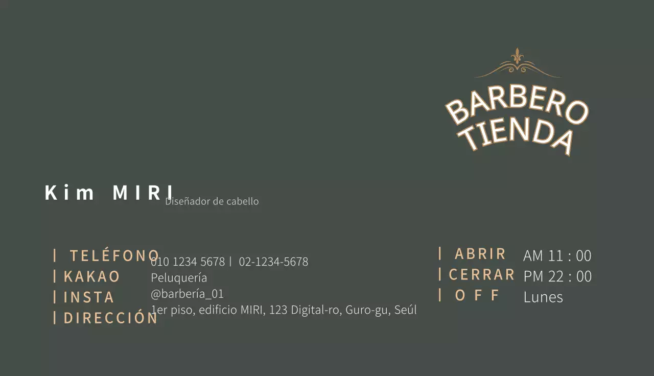 Tarjeta de visita de barbería vintage verde
