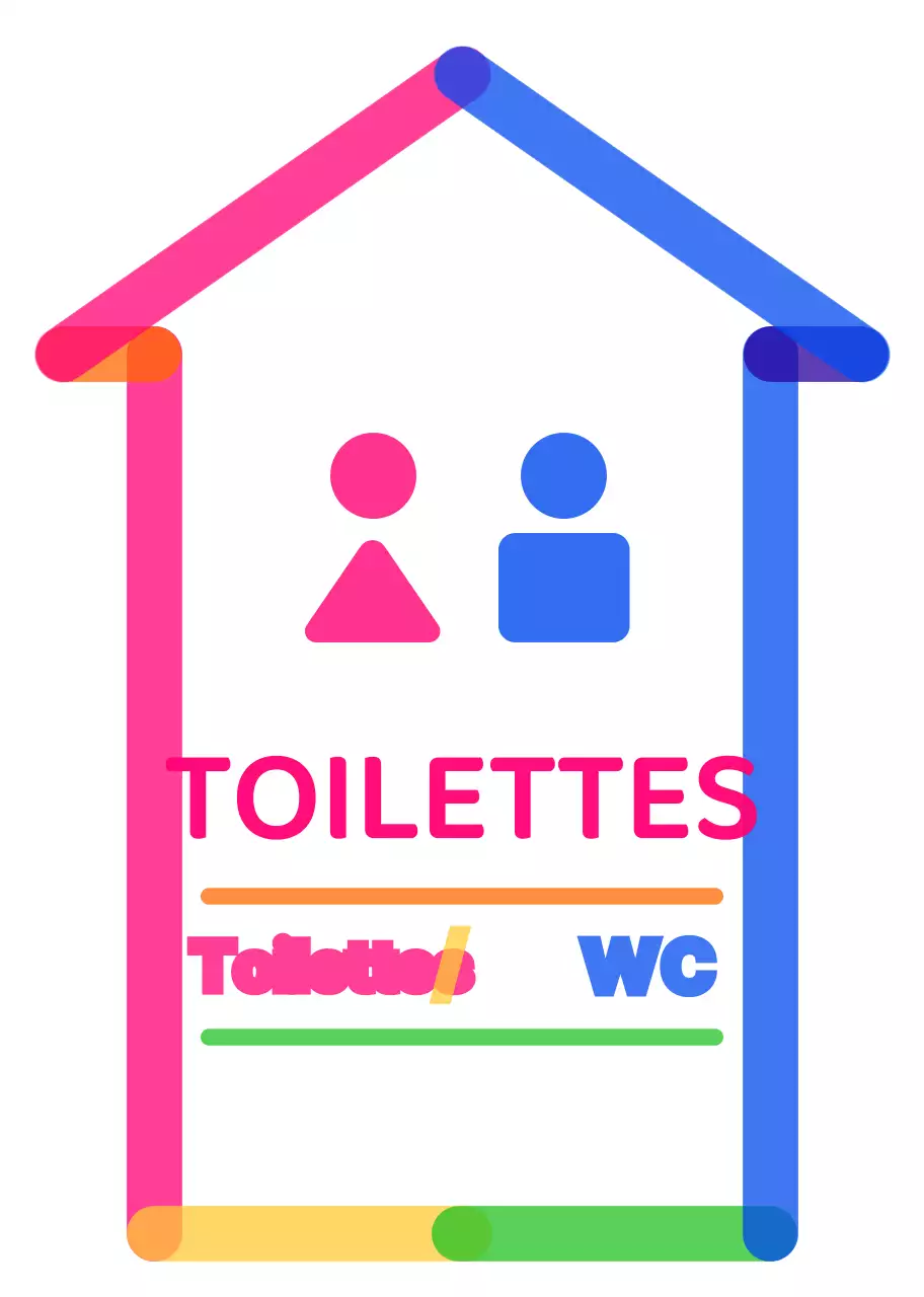 Des flèches colorées et mignonnes pour indiquer la direction à prendre pour se rendre à la salle de bains