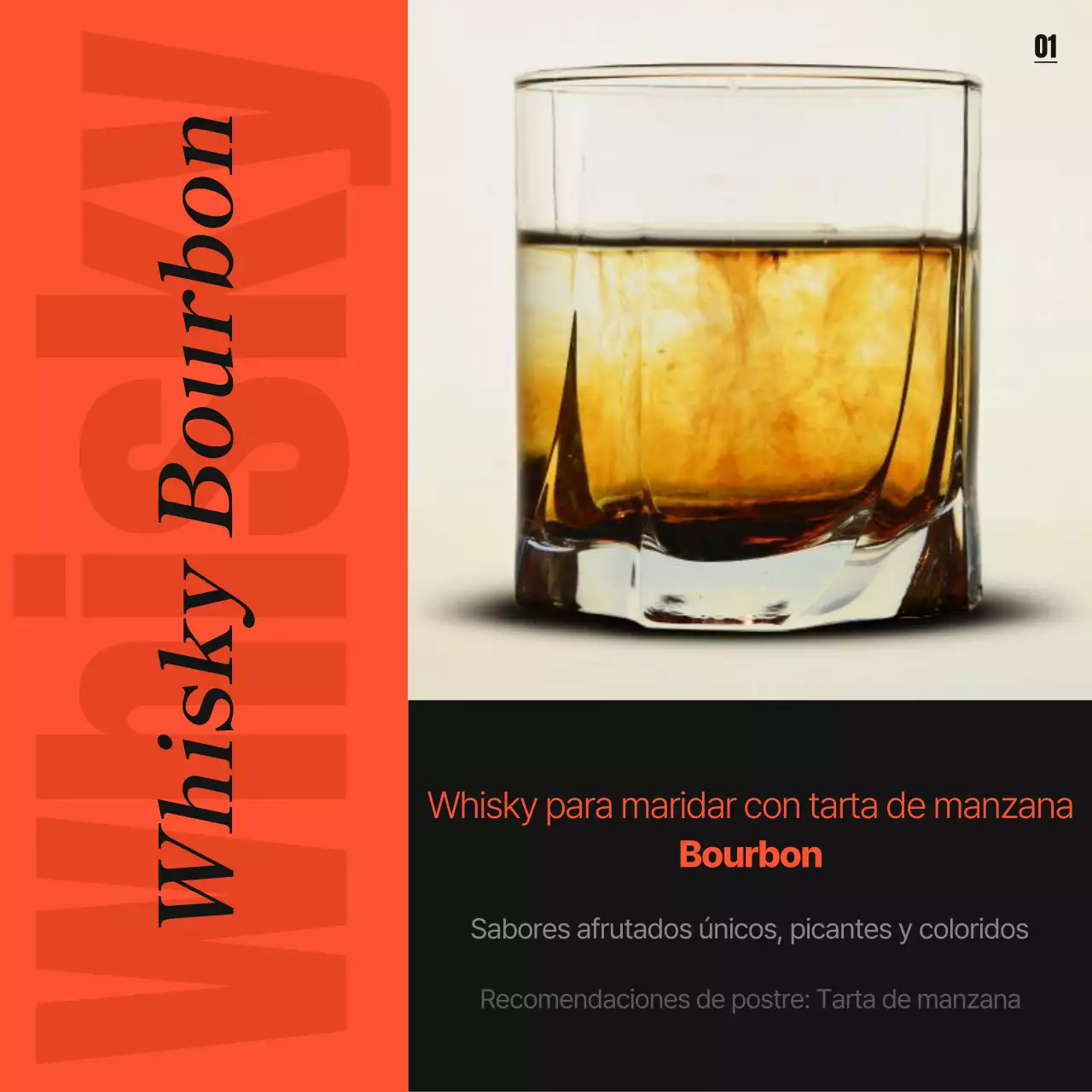 Promocionar variedades sencillas de whisky en naranja y negro