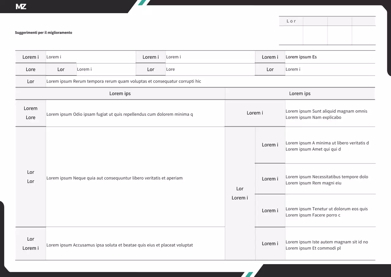 Un concetto pulito e diagonale in nero e menta.