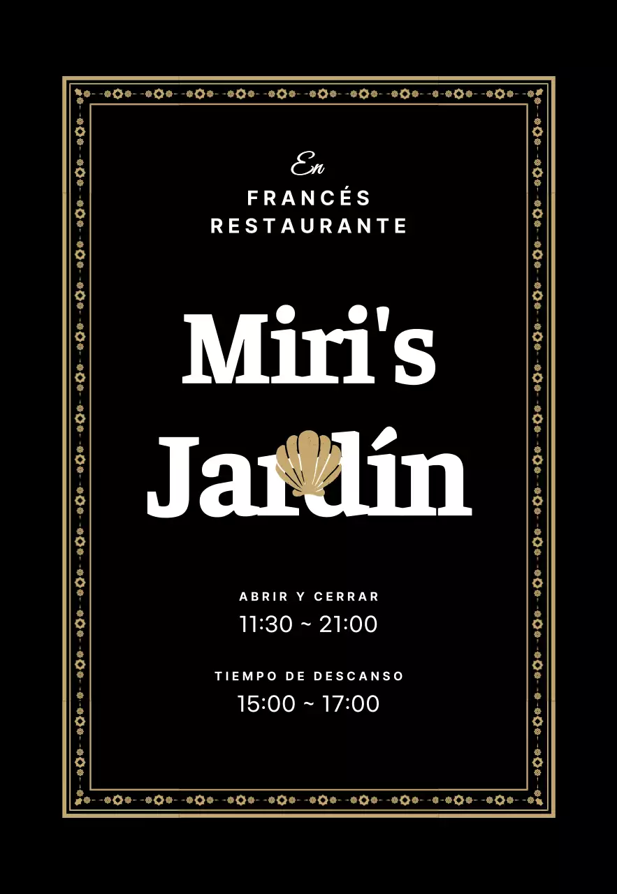 Un restaurante francés con un marco dorado ornamentado