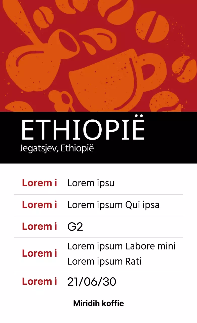 Kleurrijk Vintage Illustratie Bonen Koffie Etiket Ethiopië