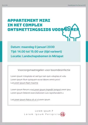 Gids voor het desinfecteren van bomen in grijze en turquoise appartementencomplexen