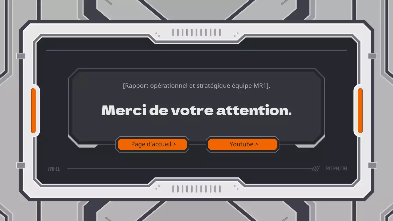 Rapport de stratégie de jeu avec un concept mécanique dans des couleurs neutres et orange.