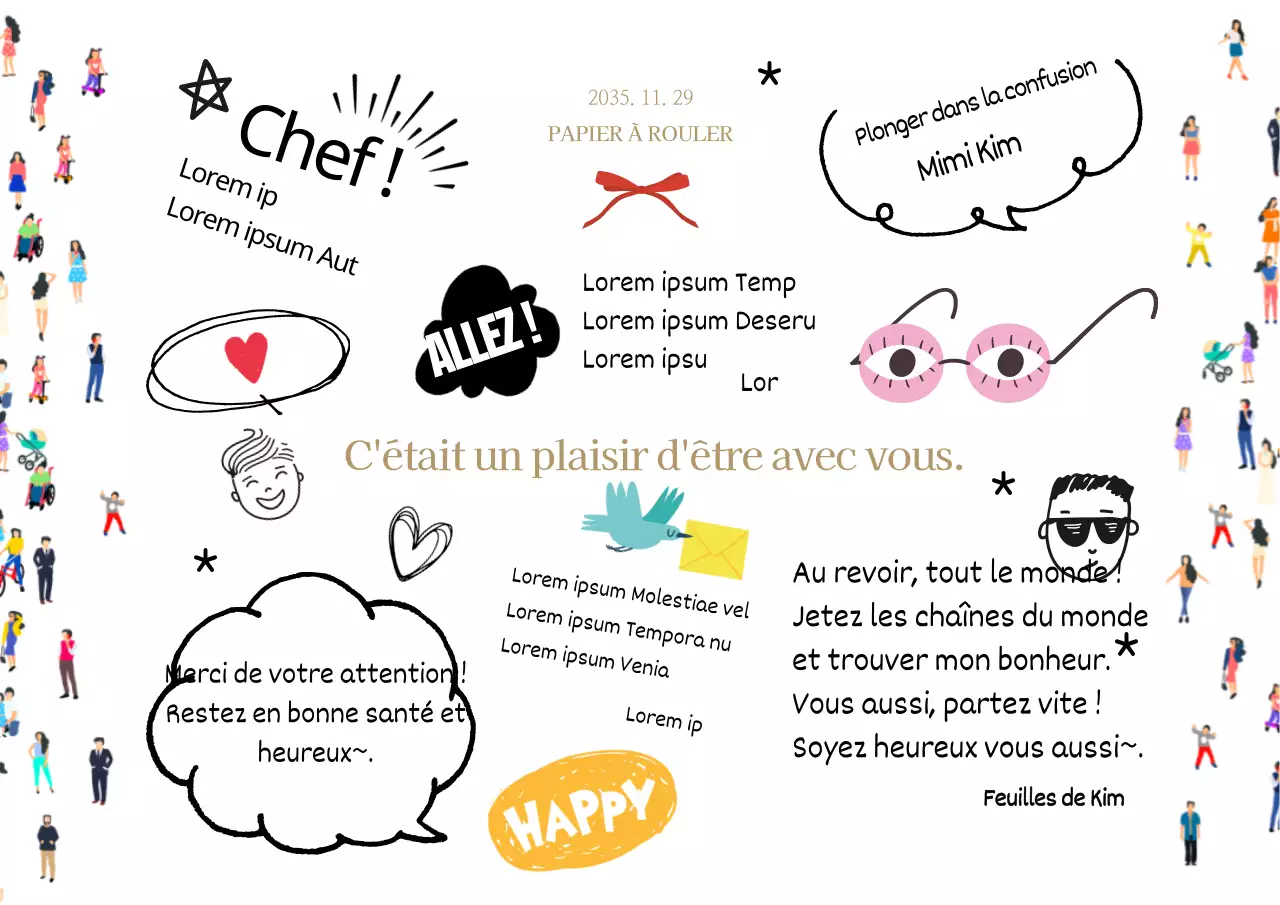 Papier à rouler illustré et amusant sur fond blanc