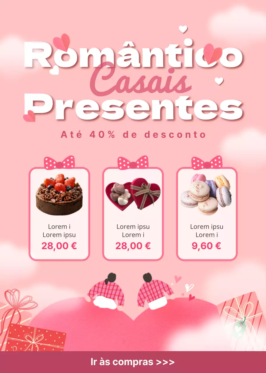 Descontos para o Dia dos Namorados em cor-de-rosa
