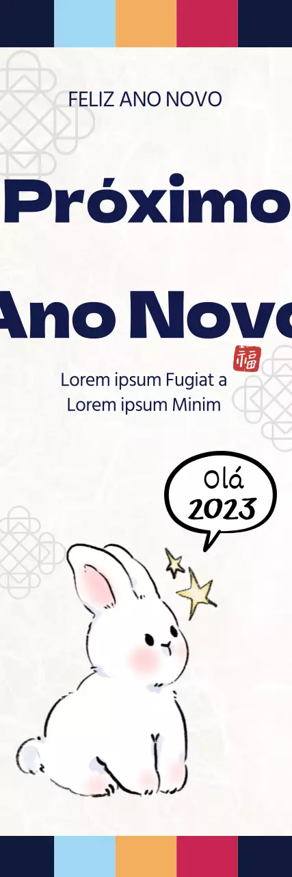 Ilustração a cores primárias de saudações tradicionais de Ano Novo