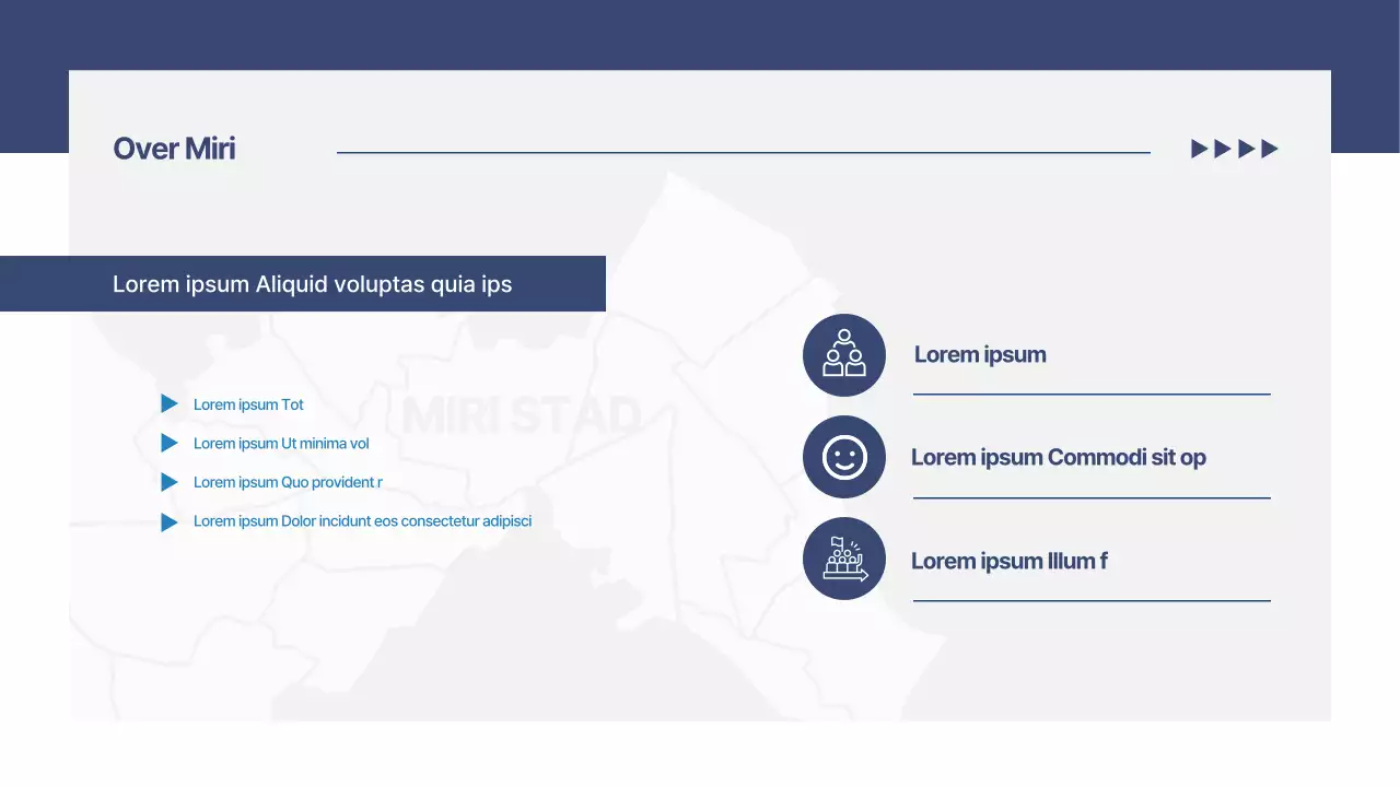 Een eenvoudig rapport met een voorstel voor maatschappelijke betrokkenheid in marineblauw en wit