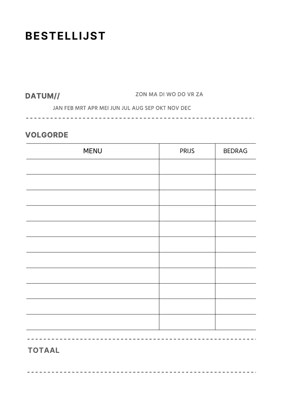 Eenvoudig bestelformulier ontwerp poster in wit