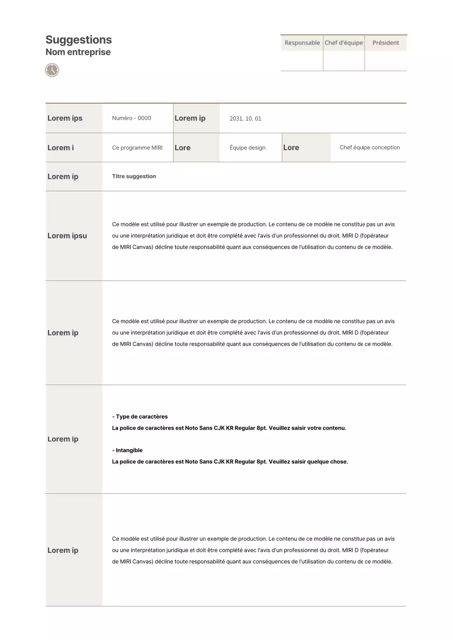 Proposition brune, simple, sous forme de tableau