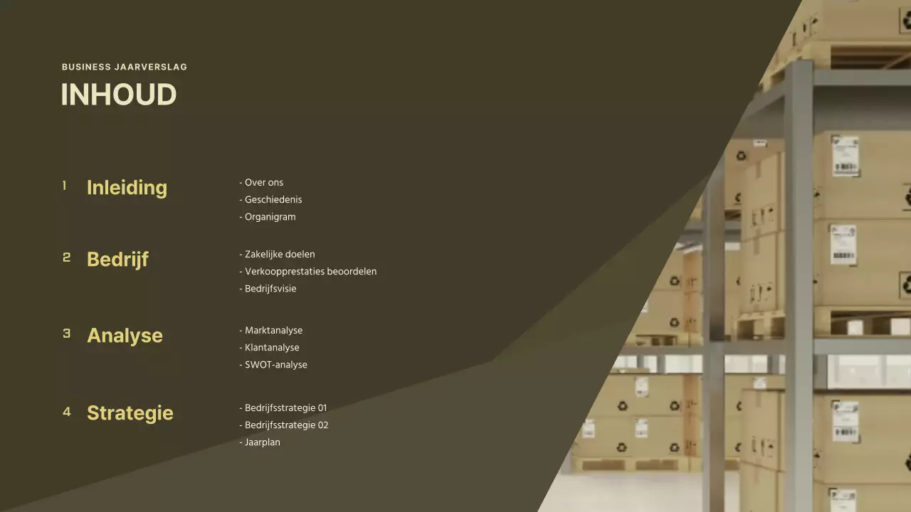 Een schoon, geel bedrijfsplan voor een logistiek bedrijf