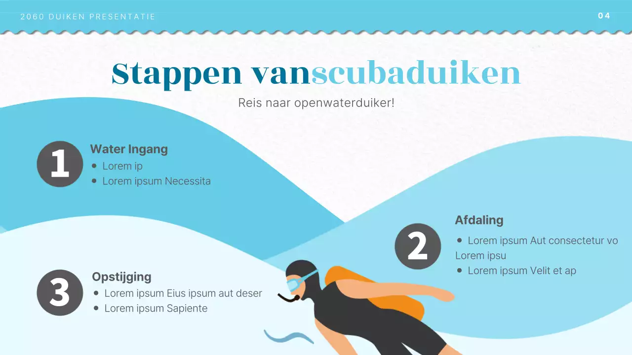 Introductie duikopleiding met lichtblauwe oceaan illustratieconcept