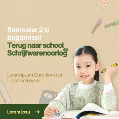 Groen en bruin back-to-school briefpapier uitverkoop