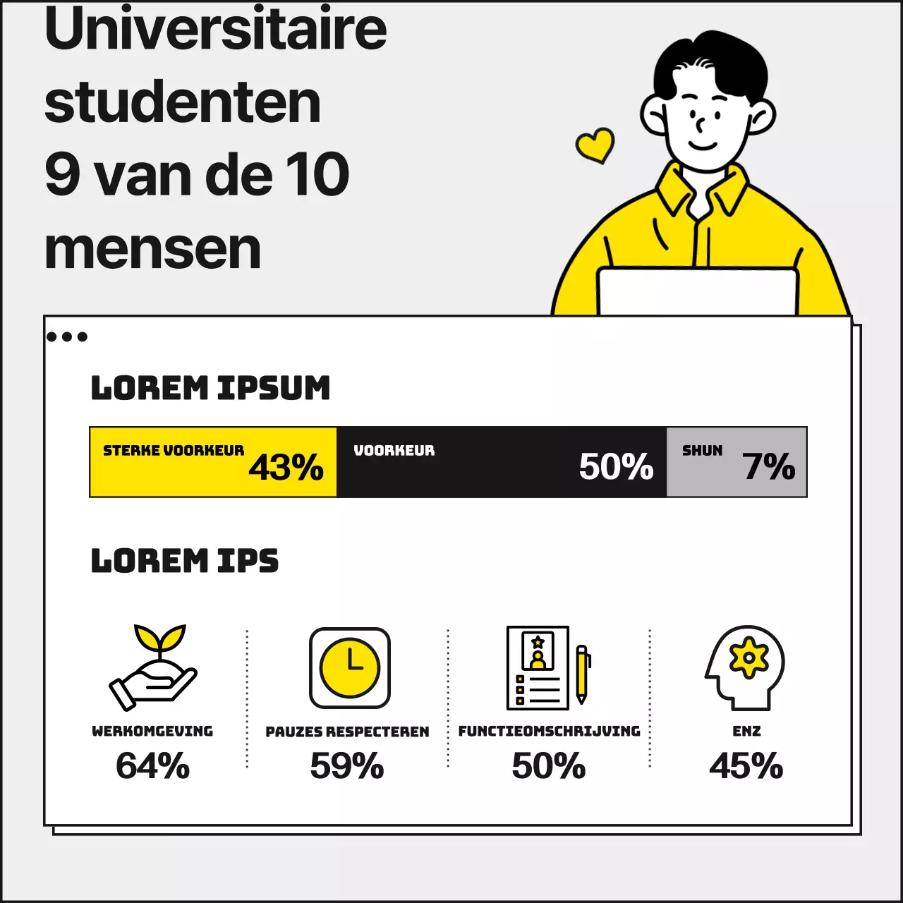 Gele en monotone, nette en schattige studenten op zoek naar parttime baantjes in overheidskantoren in de winter