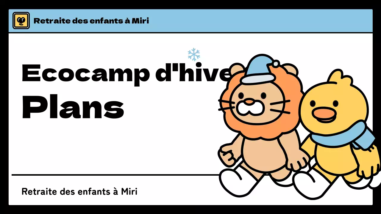 Camp d'hiver pour enfants avec un style mignon en bleu clair et vert