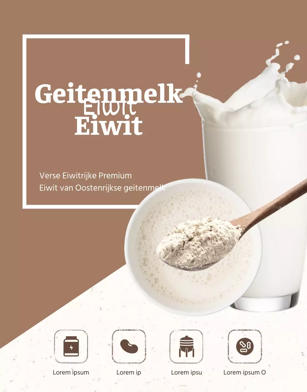 Een eenvoudig proteïnepoeder in een beige tint (meer)