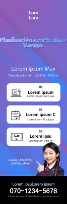 X-banner para una clase especial en una academia con un retrato en tonos morados