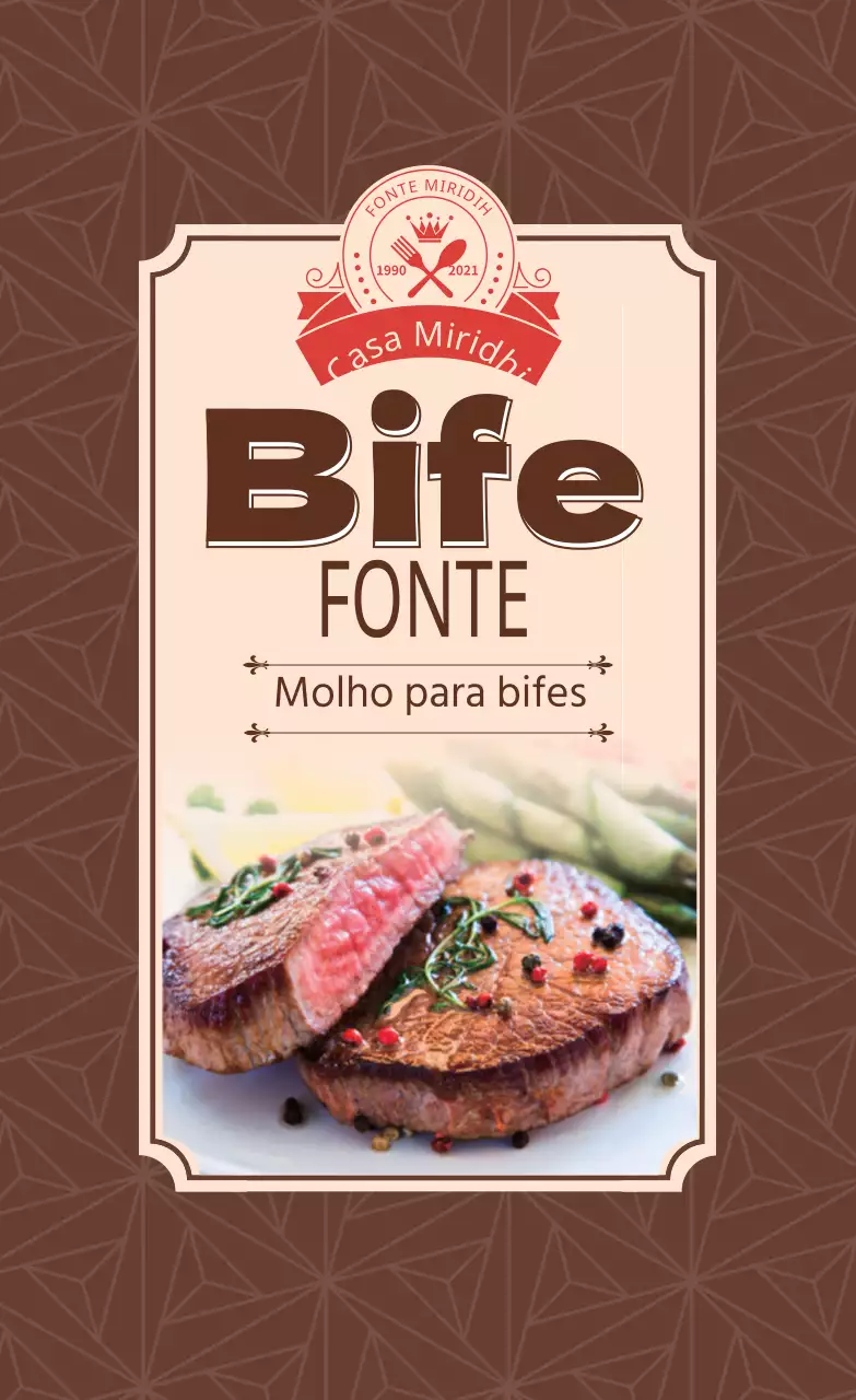 Rótulo de molho para bifes com foto castanha