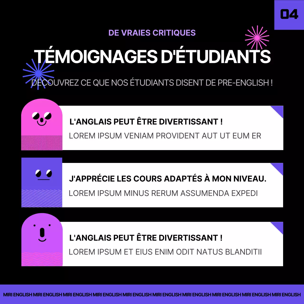 Programme de maîtrise en anglais dans le domaine du noir et du violet