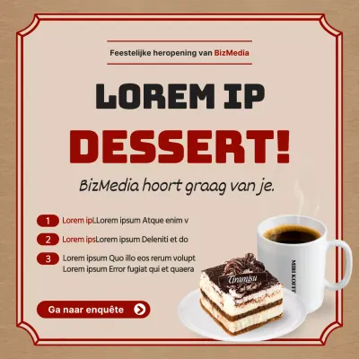Foto-enquête-evenement met bruin en rood dessert