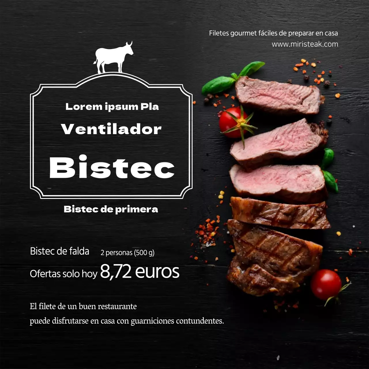 Black Easy Home Party Flank Steak Oferta Promoción