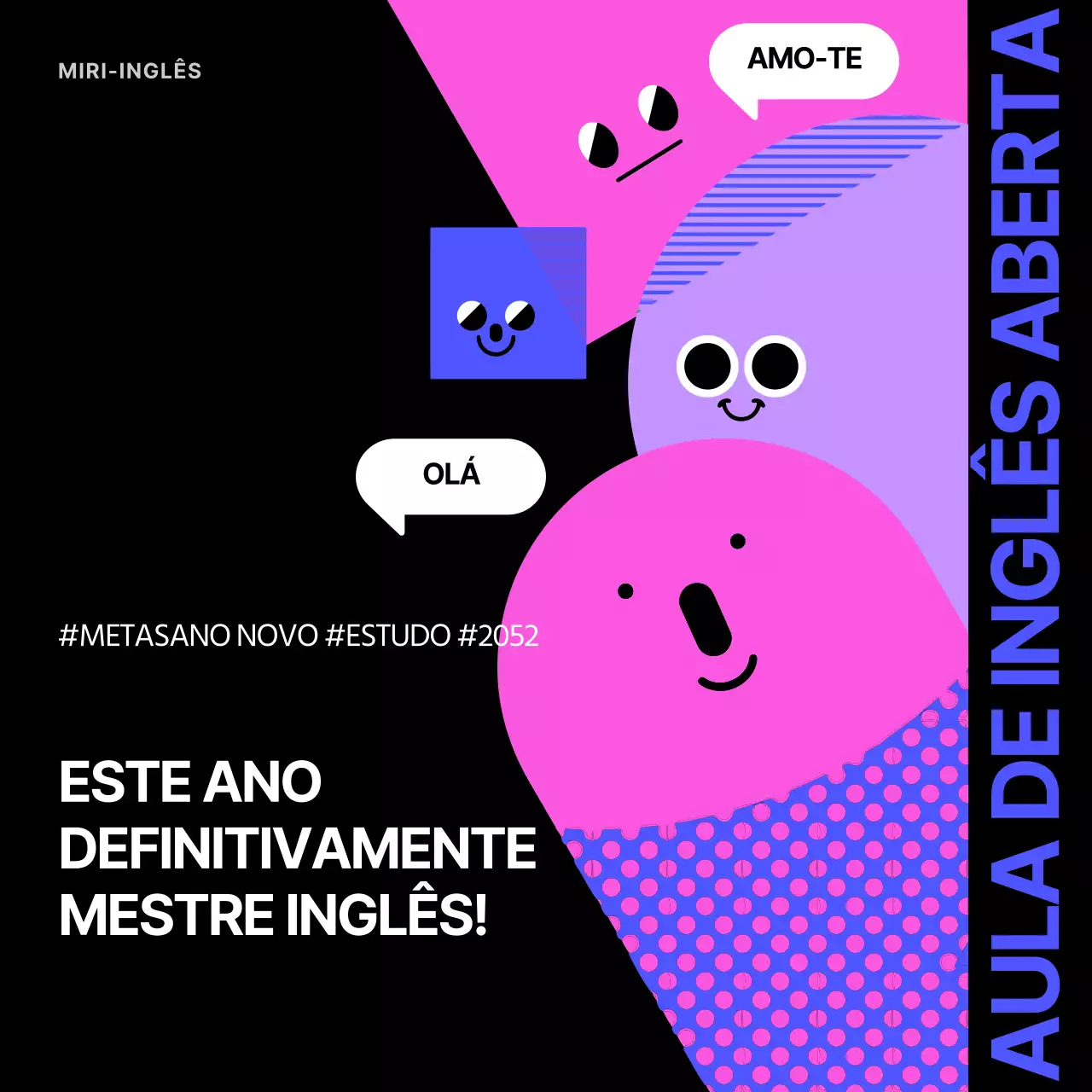 Programa de Mestrado em Inglês em Preto e Púrpura