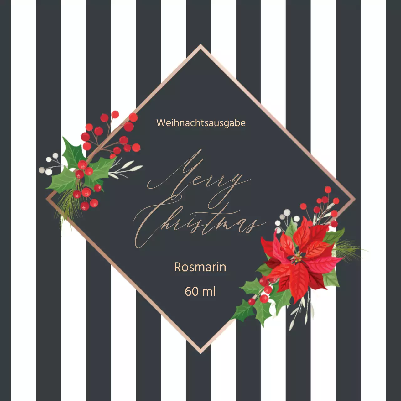 Grau Illustration Kalligraphie Muster Weihnachten Parfüm Etikett