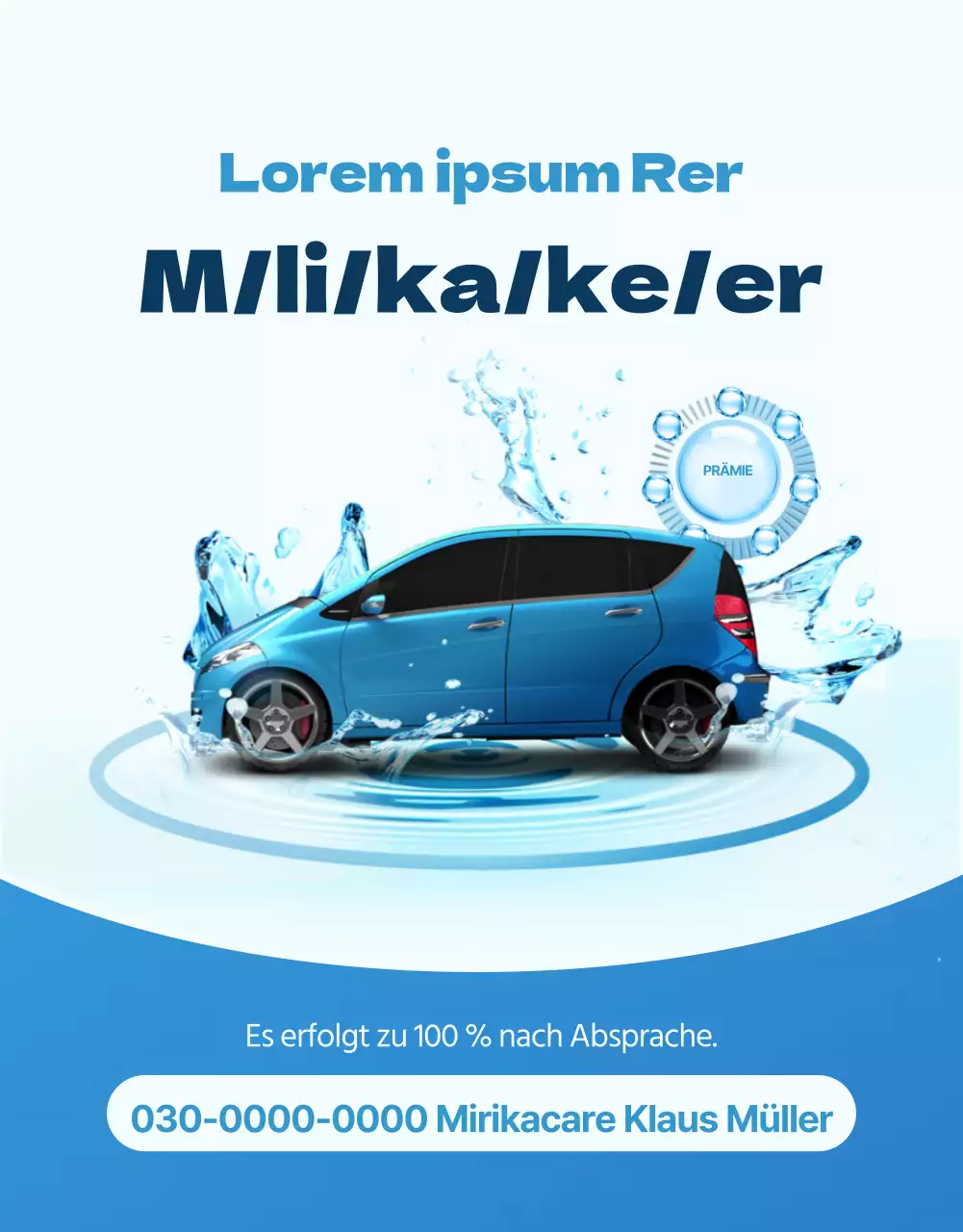 Handwäsche Detailseite mit blauem Hintergrund