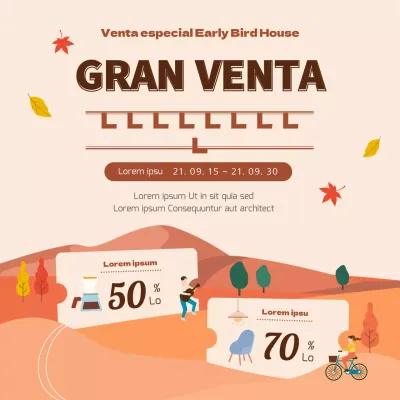 Evento de entrega en almacén de ilustraciones otoñales en beige y marrón