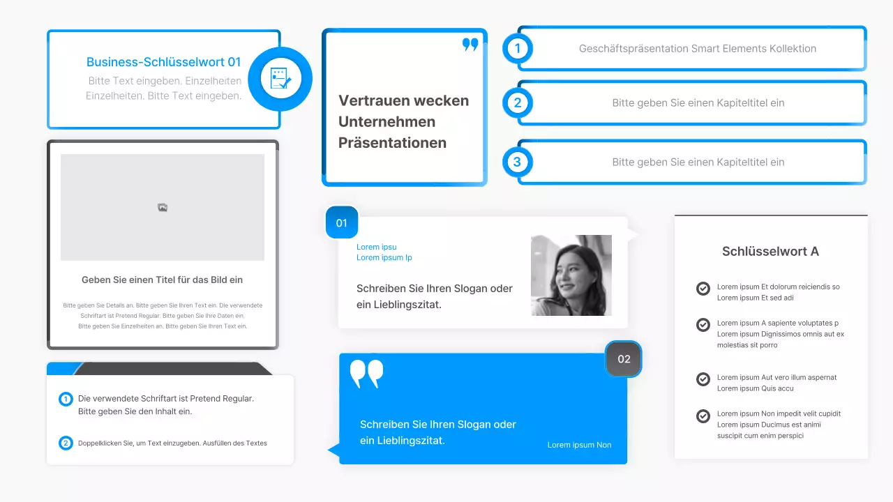 Geschäftsbericht mit einem modernen Farbverlauf in Blau und Weiß