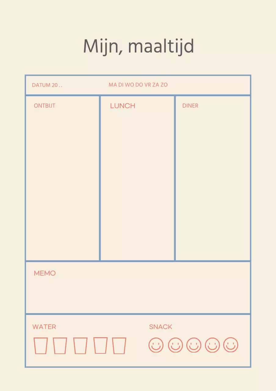 Eenvoudige tracker met beige blauwe lijnen