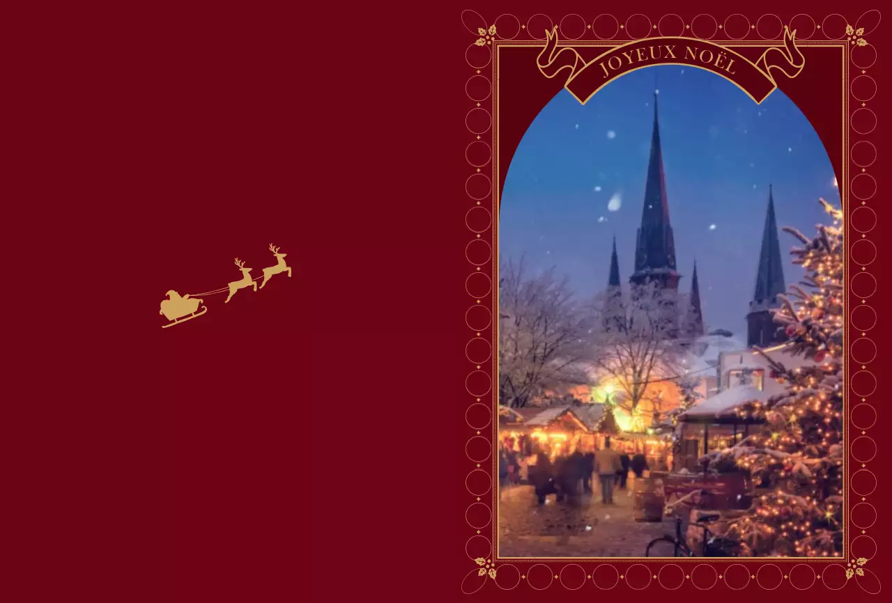 Mise en page de photos de Noël avec des cadres ornés en rouge