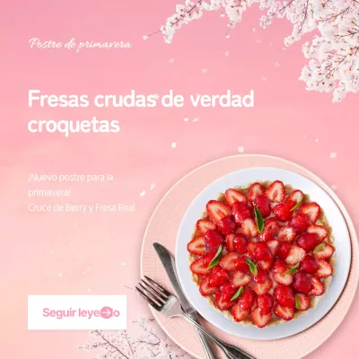 Un postre primaveral de fresas en rosa y blanco para un look limpio y fresco